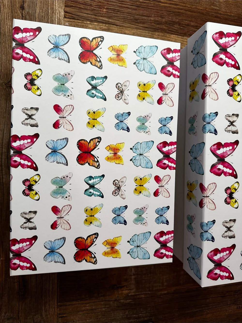 Butterfly Pattern Storage Box Set - White with Multi-Color Butterflies - Picture 2 of 16